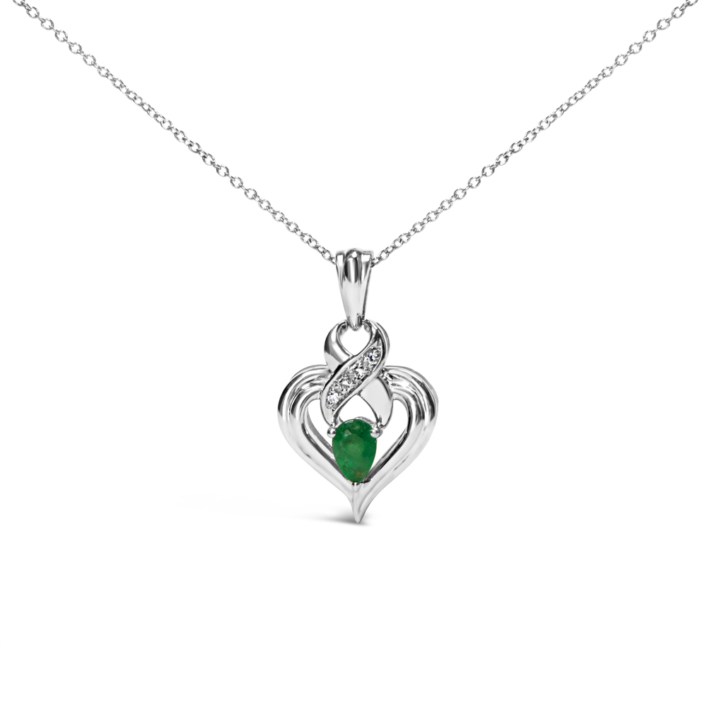 .925 Sterling Silver 6x4mm Pear Emerald and